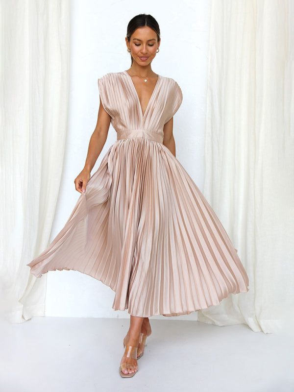 pleated loose zipper sleeveless dress BLUE ZONE PLANET