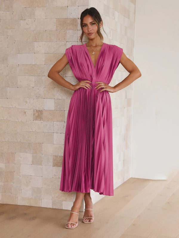 pleated loose zipper sleeveless dress BLUE ZONE PLANET