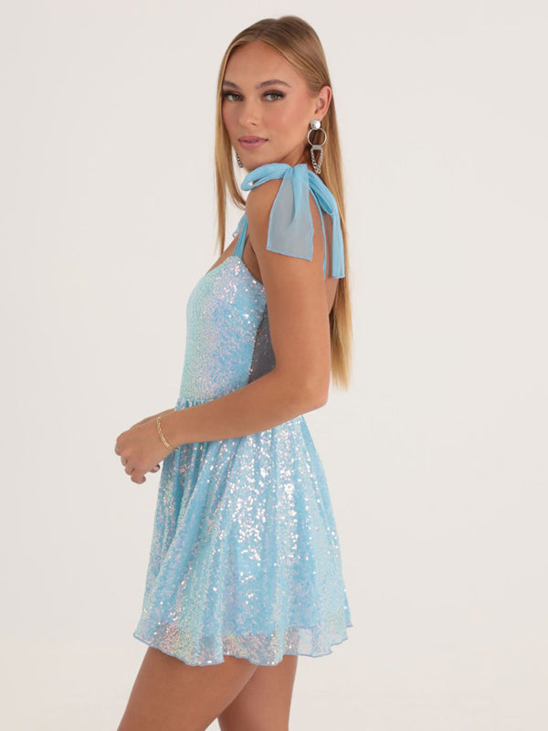 Sexy sequined dress with suspenders BLUE ZONE PLANET