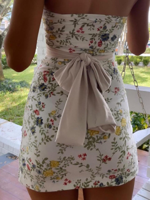 New women's Y2K floral tight hip-hugging fashionable strappy tube top hot dress kakaclo