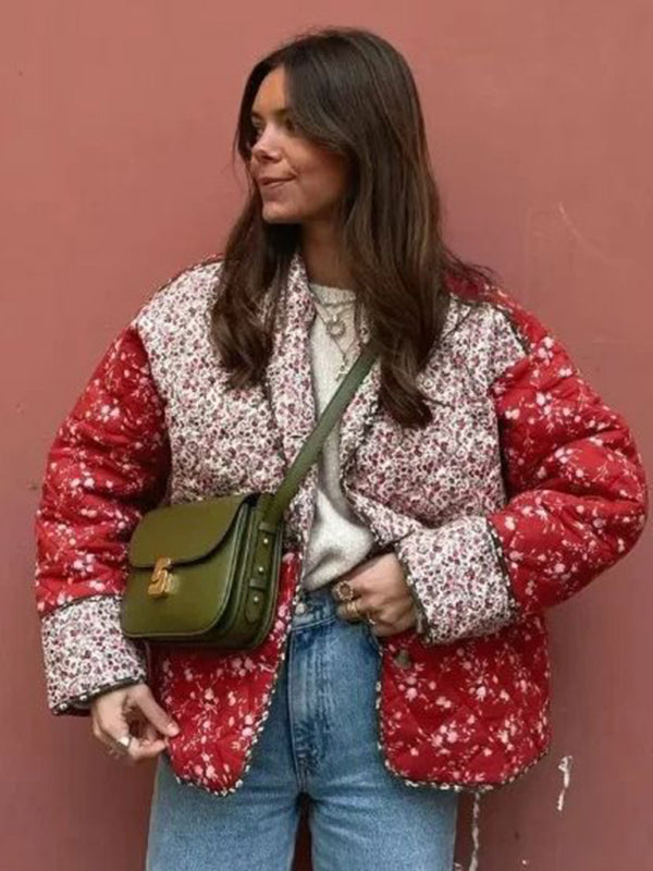 Blue Zone Planet | Printed Casual Loose Women's Quilted Coat kakaclo