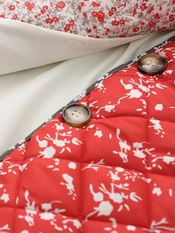 Printed Contrast Color Splicing Cotton Jacket kakaclo