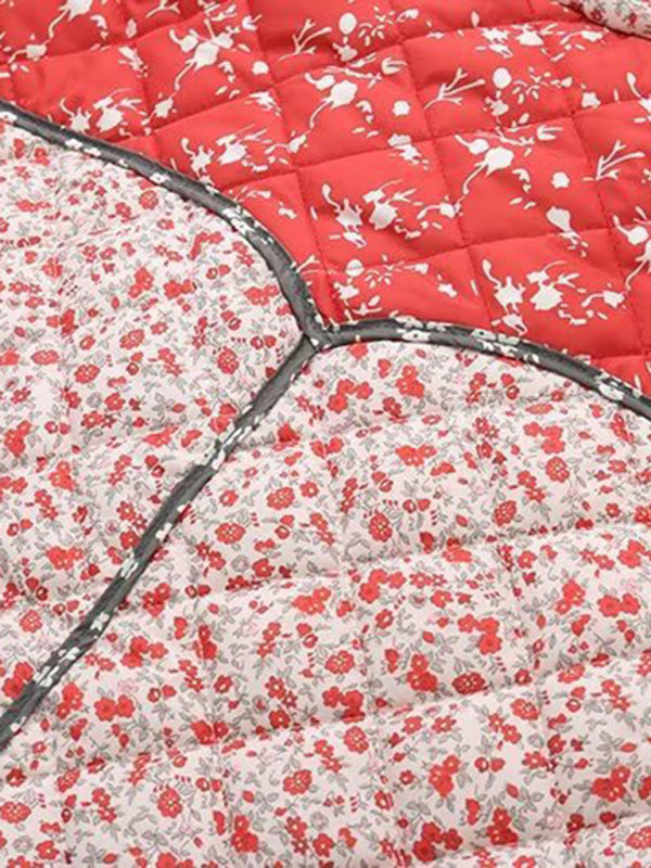 Printed Contrast Color Splicing Cotton Jacket kakaclo