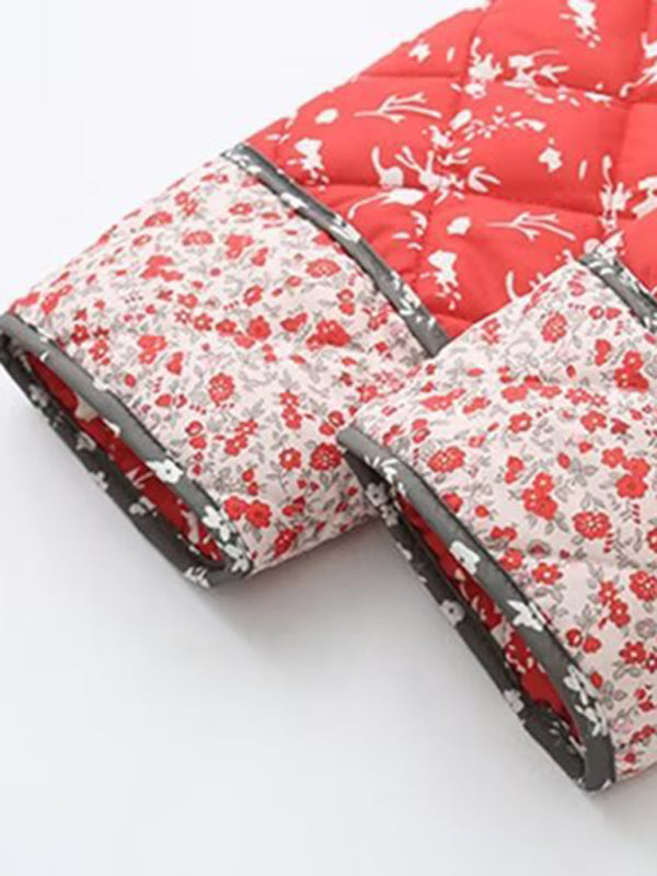 Printed Contrast Color Splicing Cotton Jacket kakaclo