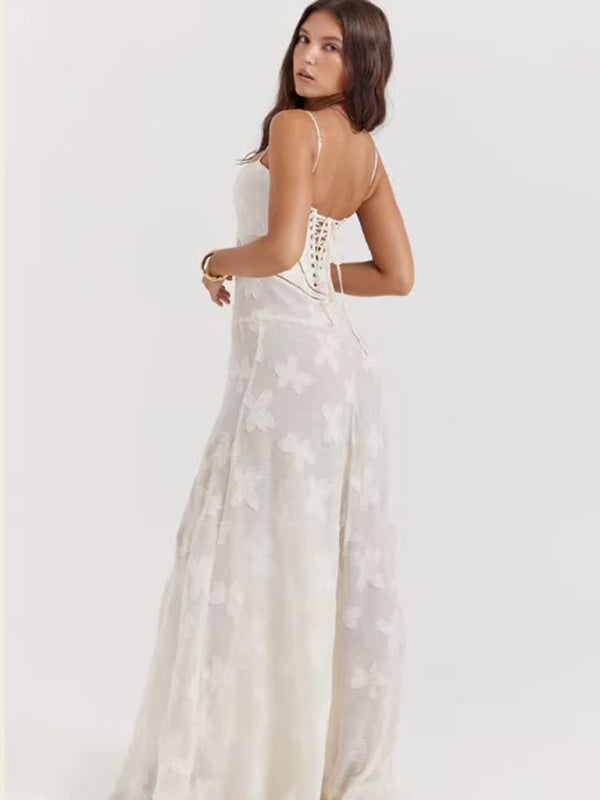 Women's Fashionable Tubeless Boat Neck Elegant Evening Dress kakaclo