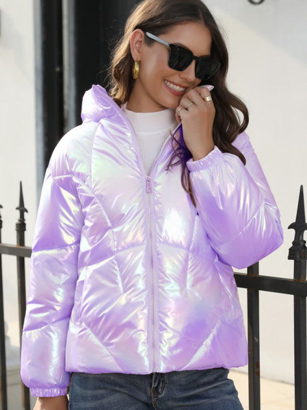 Blue Zone Planet | able Shiny Cotton Hooded Bread Jacket Warm Cotton Jacket BLUE ZONE PLANET