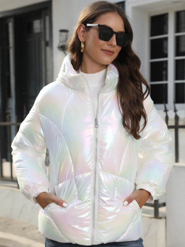 Blue Zone Planet | able Shiny Cotton Hooded Bread Jacket Warm Cotton Jacket BLUE ZONE PLANET