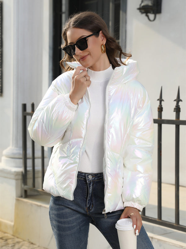 Blue Zone Planet | able Shiny Cotton Hooded Bread Jacket Warm Cotton Jacket BLUE ZONE PLANET