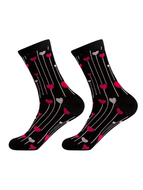 Valentine's Mid-calf Knitted Jacquard Cotton Heart Pattern Socks kakaclo