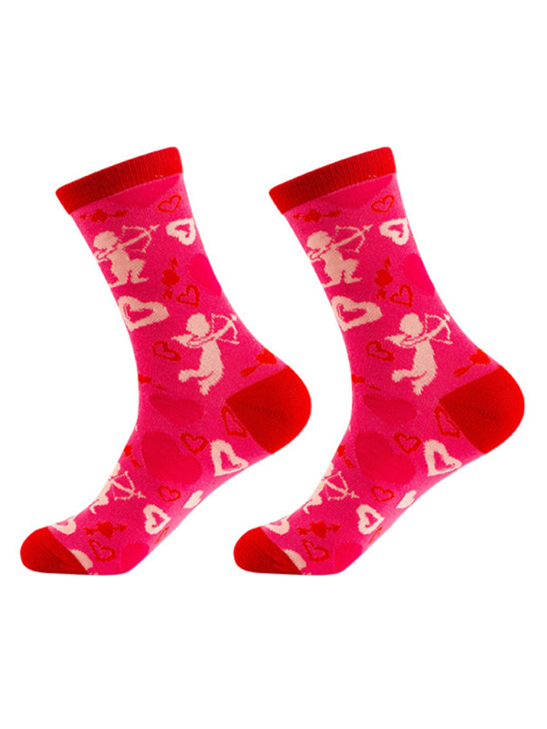 Valentine's Mid-calf Knitted Jacquard Cotton Heart Pattern Socks kakaclo