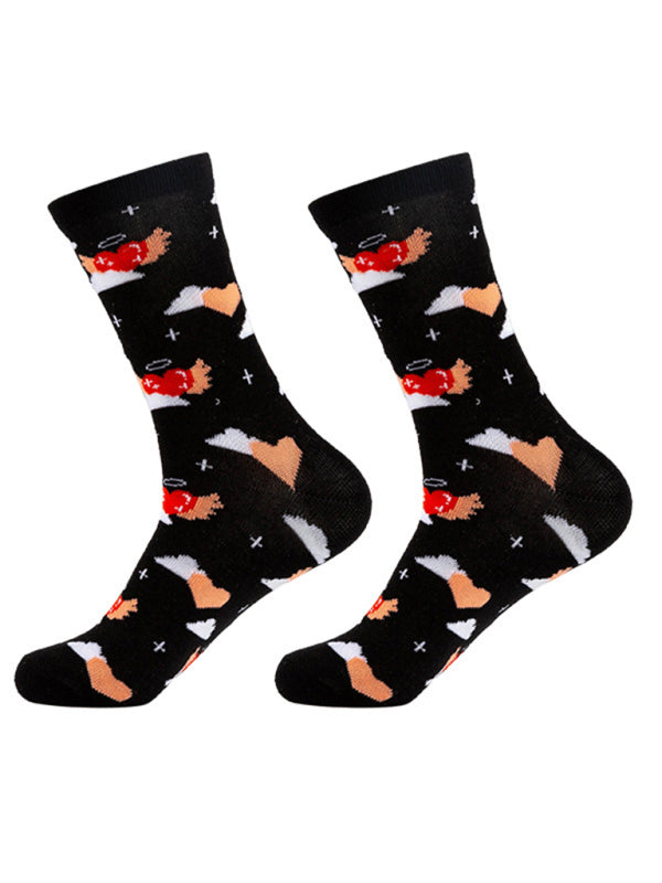 Valentine's Mid-calf Knitted Jacquard Cotton Heart Pattern Socks kakaclo