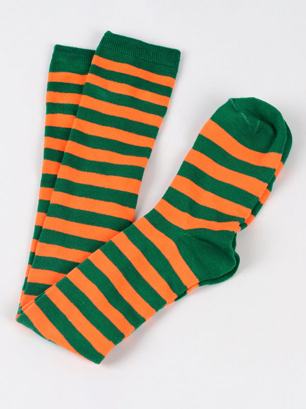 Blue Zone Planet |  New daily casual over-the-knee socks for women long Christmas and Halloween striped stockings kakaclo