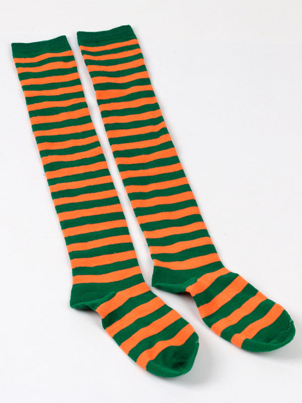 Blue Zone Planet |  New daily casual over-the-knee socks for women long Christmas and Halloween striped stockings kakaclo