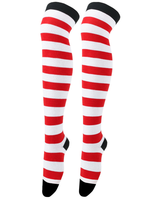 Blue Zone Planet | New daily casual over-the-knee socks for women long Christmas and Halloween striped stockings kakaclo
