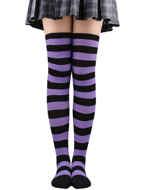 Blue Zone Planet | New daily casual over-the-knee socks for women long Christmas and Halloween striped stockings kakaclo