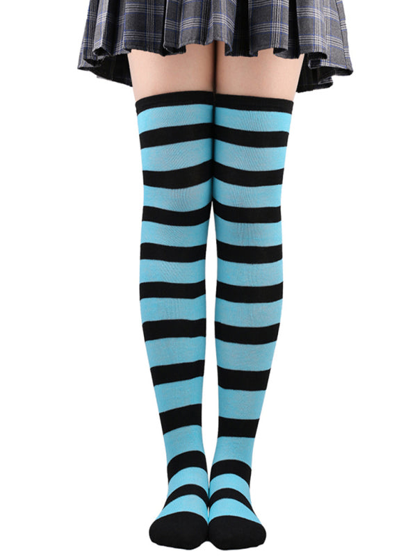 Blue Zone Planet | New daily casual over-the-knee socks for women long Christmas and Halloween striped stockings kakaclo
