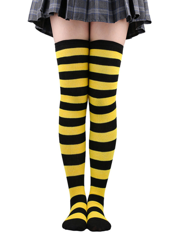Blue Zone Planet | New daily casual over-the-knee socks for women long Christmas and Halloween striped stockings kakaclo