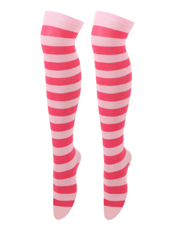 Blue Zone Planet | New daily casual over-the-knee socks for women long Christmas and Halloween striped stockings kakaclo