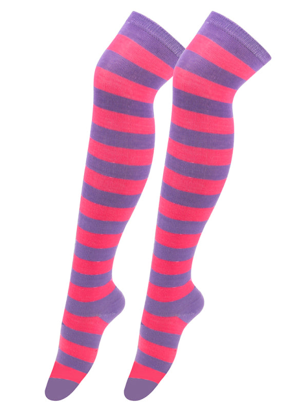 Blue Zone Planet | New daily casual over-the-knee socks for women long Christmas and Halloween striped stockings kakaclo