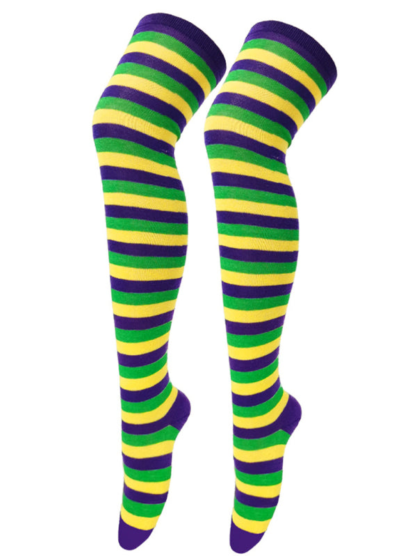 Blue Zone Planet | New daily casual over-the-knee socks for women long Christmas and Halloween striped stockings kakaclo