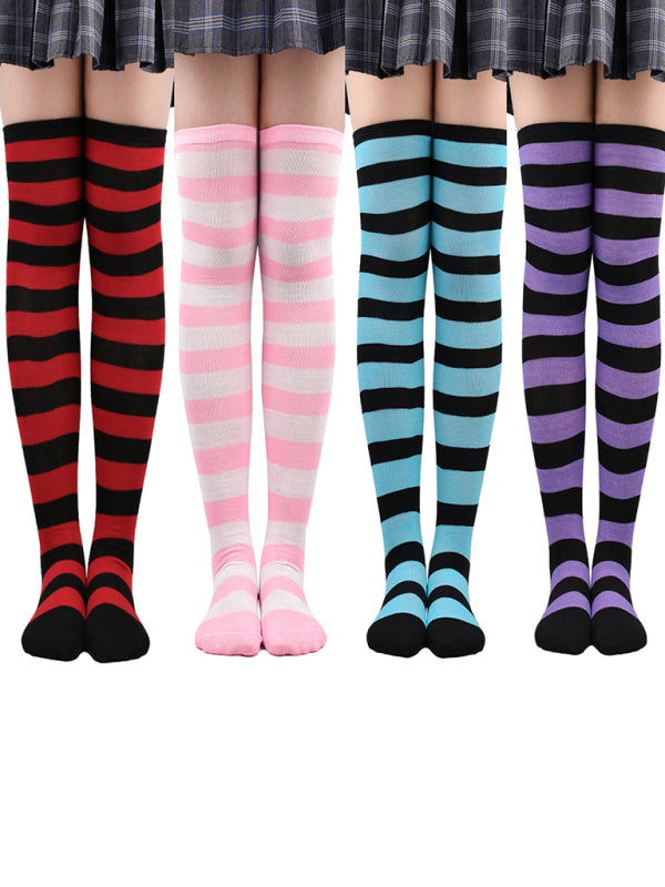 Blue Zone Planet | New daily casual over-the-knee socks for women long Christmas and Halloween striped stockings kakaclo