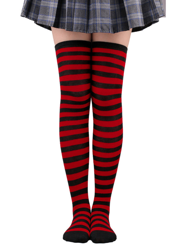 Blue Zone Planet |  New daily casual over-the-knee socks for women long Christmas and Halloween striped stockings kakaclo
