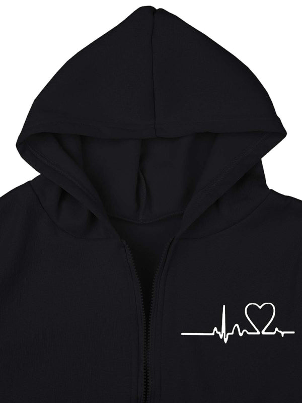 Blue Zone Planet | velvet sweatshirt hooded letter print suit (three-piece set) BLUE ZONE PLANET