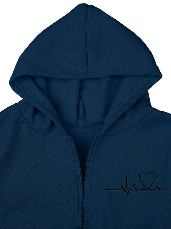 Blue Zone Planet | velvet sweatshirt hooded letter print suit (three-piece set) BLUE ZONE PLANET
