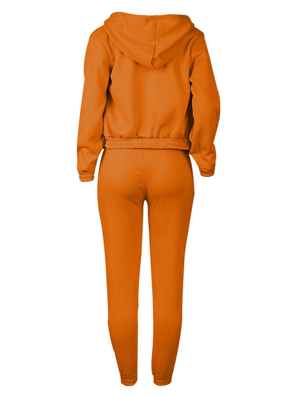 Blue Zone Planet | velvet sweatshirt hooded letter print suit (three-piece set) BLUE ZONE PLANET