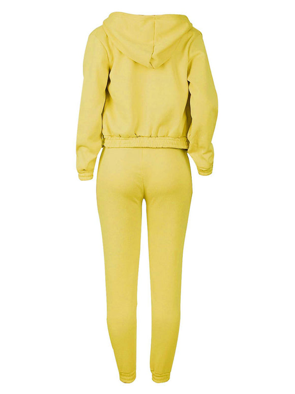 Blue Zone Planet | velvet sweatshirt hooded letter print suit (three-piece set) BLUE ZONE PLANET