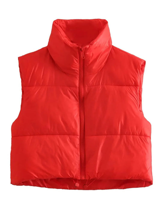 quilted zipper stand collar vest jacket kakaclo