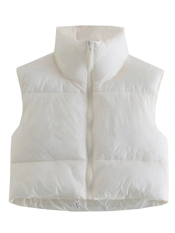 quilted zipper stand collar vest jacket kakaclo