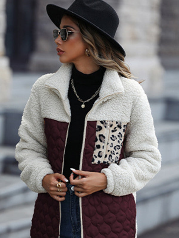 Plush Quilted Zip Stand Collar Jacket kakaclo