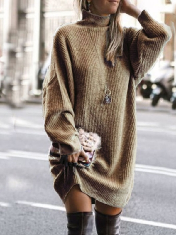 Casual loose long-sleeved midi sweater dress BLUE ZONE PLANET
