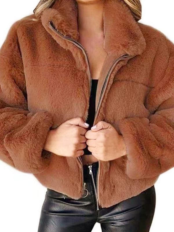 zipper cardigan plush warm jacket kakaclo