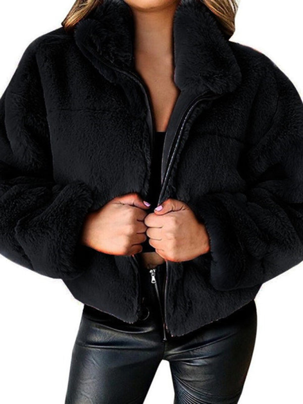zipper cardigan plush warm jacket kakaclo
