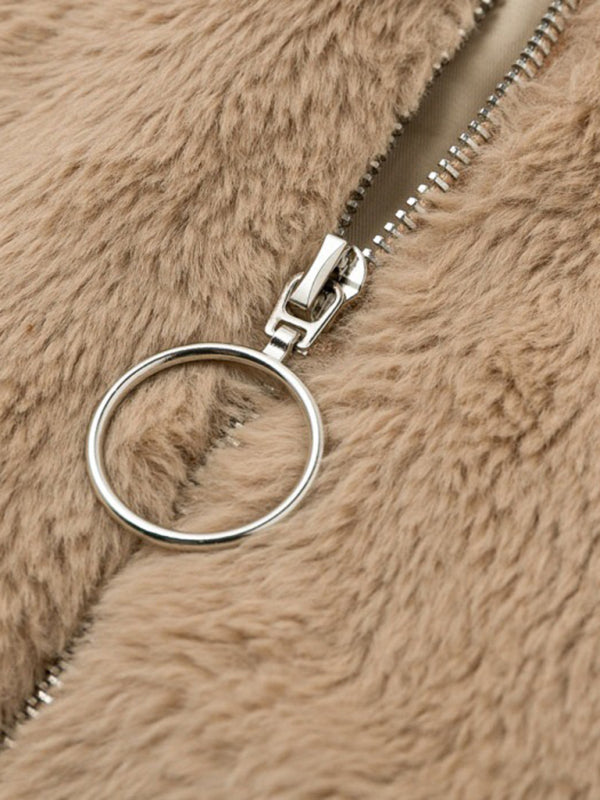 zipper cardigan plush warm jacket kakaclo