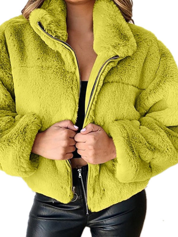 zipper cardigan plush warm jacket kakaclo