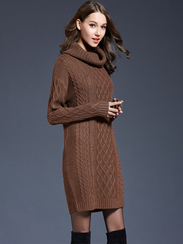 turtleneck long sleeve loose sweater dress BLUE ZONE PLANET