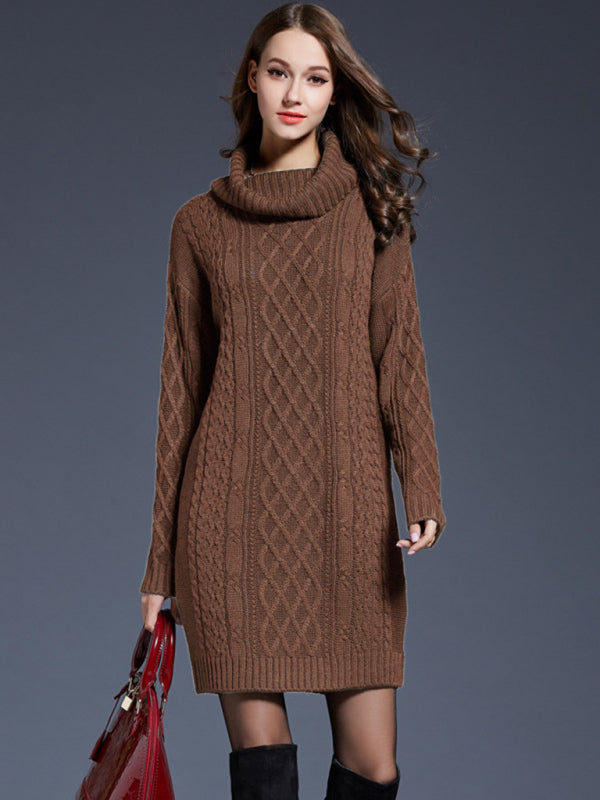 turtleneck long sleeve loose sweater dress BLUE ZONE PLANET