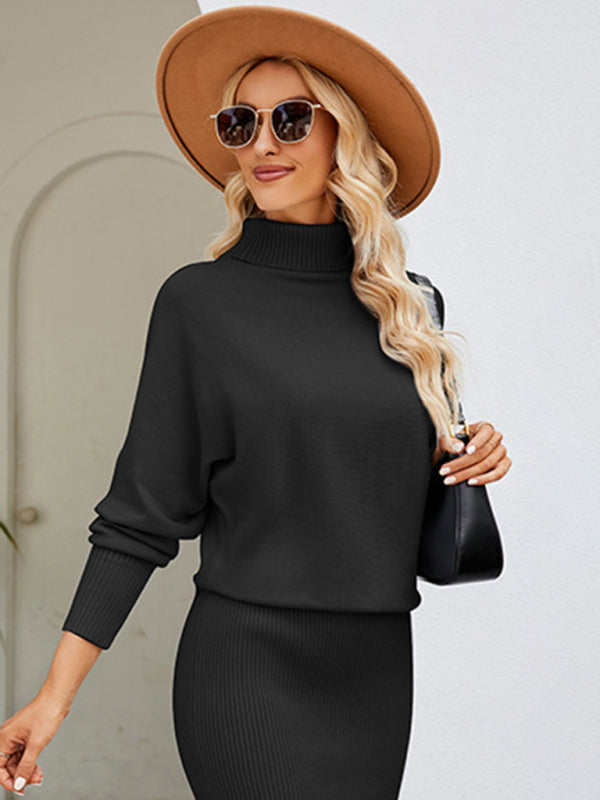 turtleneck long sleeve slim fit sweater dress BLUE ZONE PLANET