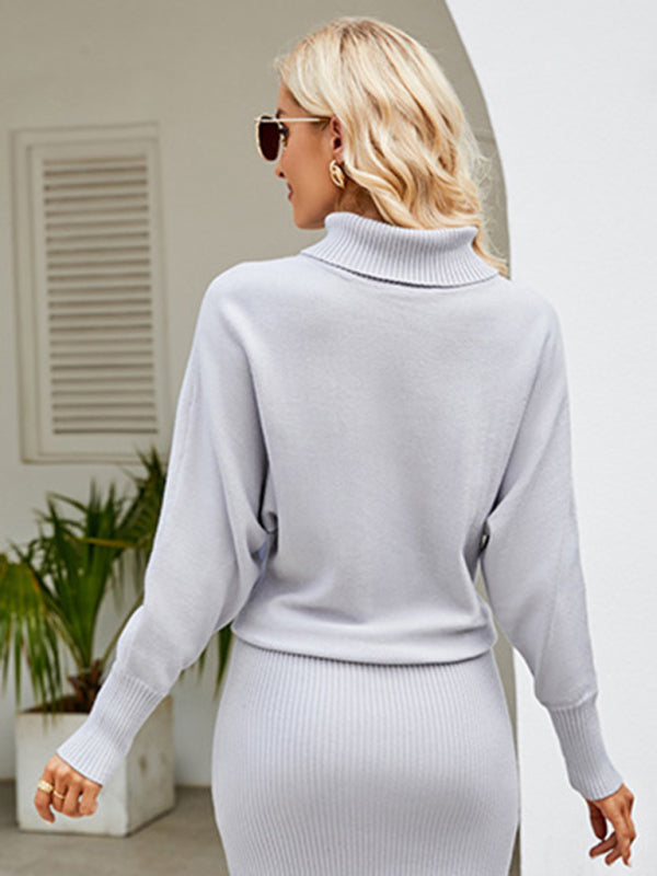 turtleneck long sleeve slim fit sweater dress BLUE ZONE PLANET
