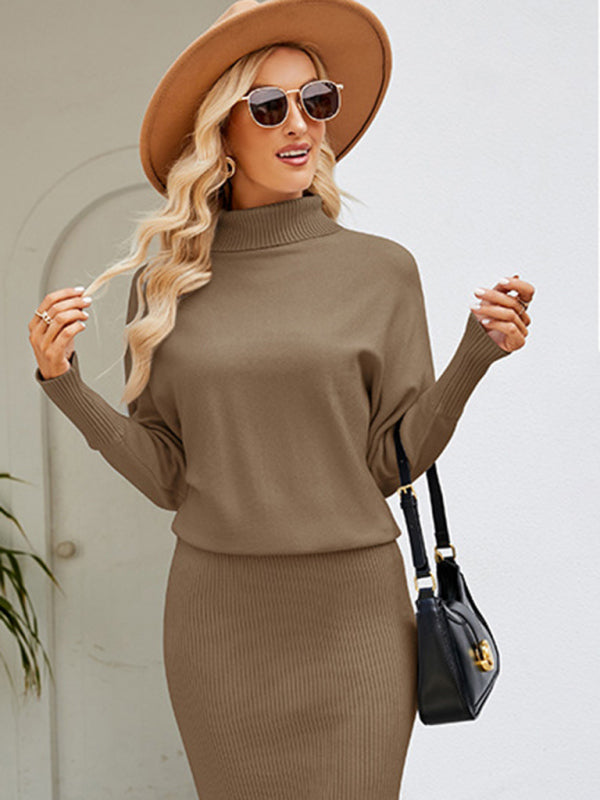 turtleneck long sleeve slim fit sweater dress BLUE ZONE PLANET