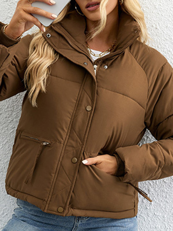Women's short simple stand collar down jacket kakaclo