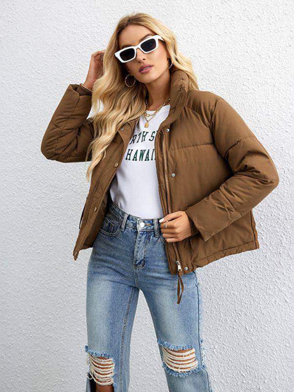Women's short simple stand collar down jacket kakaclo