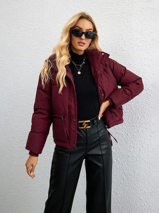 Women's short simple stand collar down jacket kakaclo