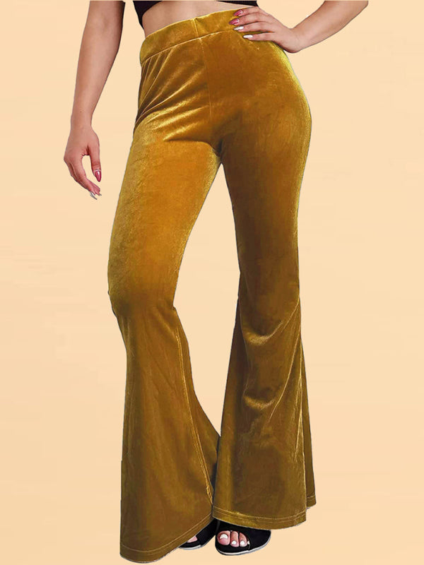 Blue Zone Planet | Women's pants velvet flared pants elastic elastic high waist flared pants casual trousers kakaclo