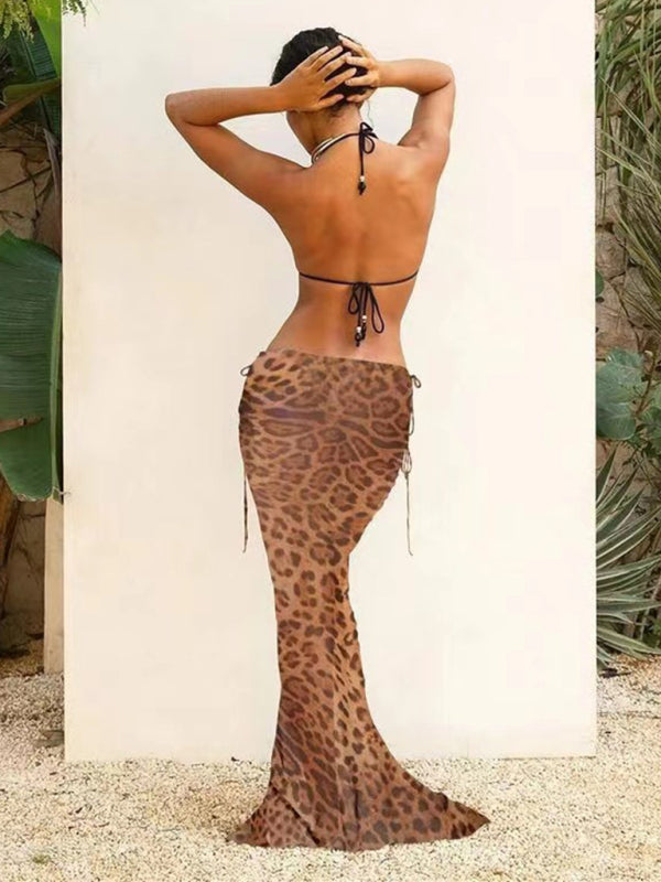 Women's new printed sexy bikini strappy skirt casual suit kakaclo