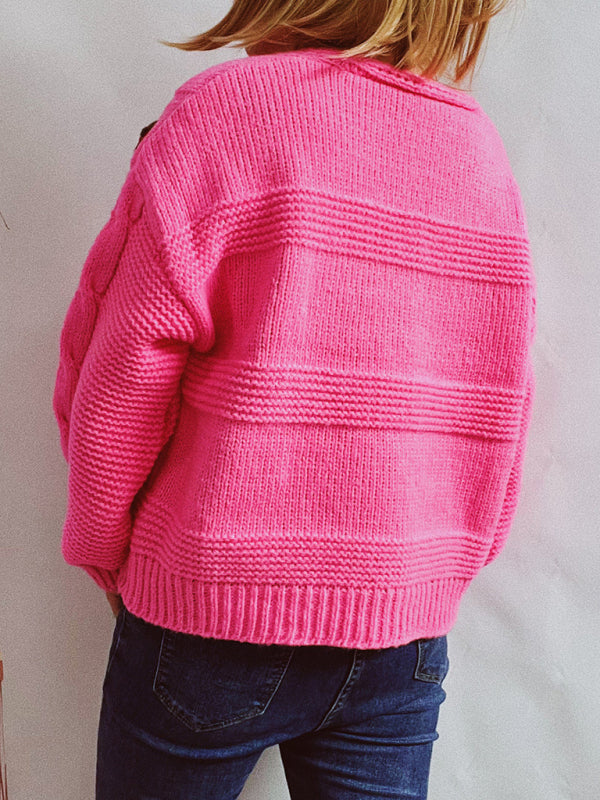 loose strawberry embroidered burlap single-breasted knitted sweater jacket cardigan kakaclo