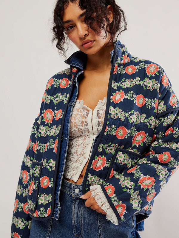 loose printed quilted jacket kakaclo